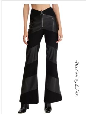 Nocturne Two Tone Faux Leather Flare Pants L NWT